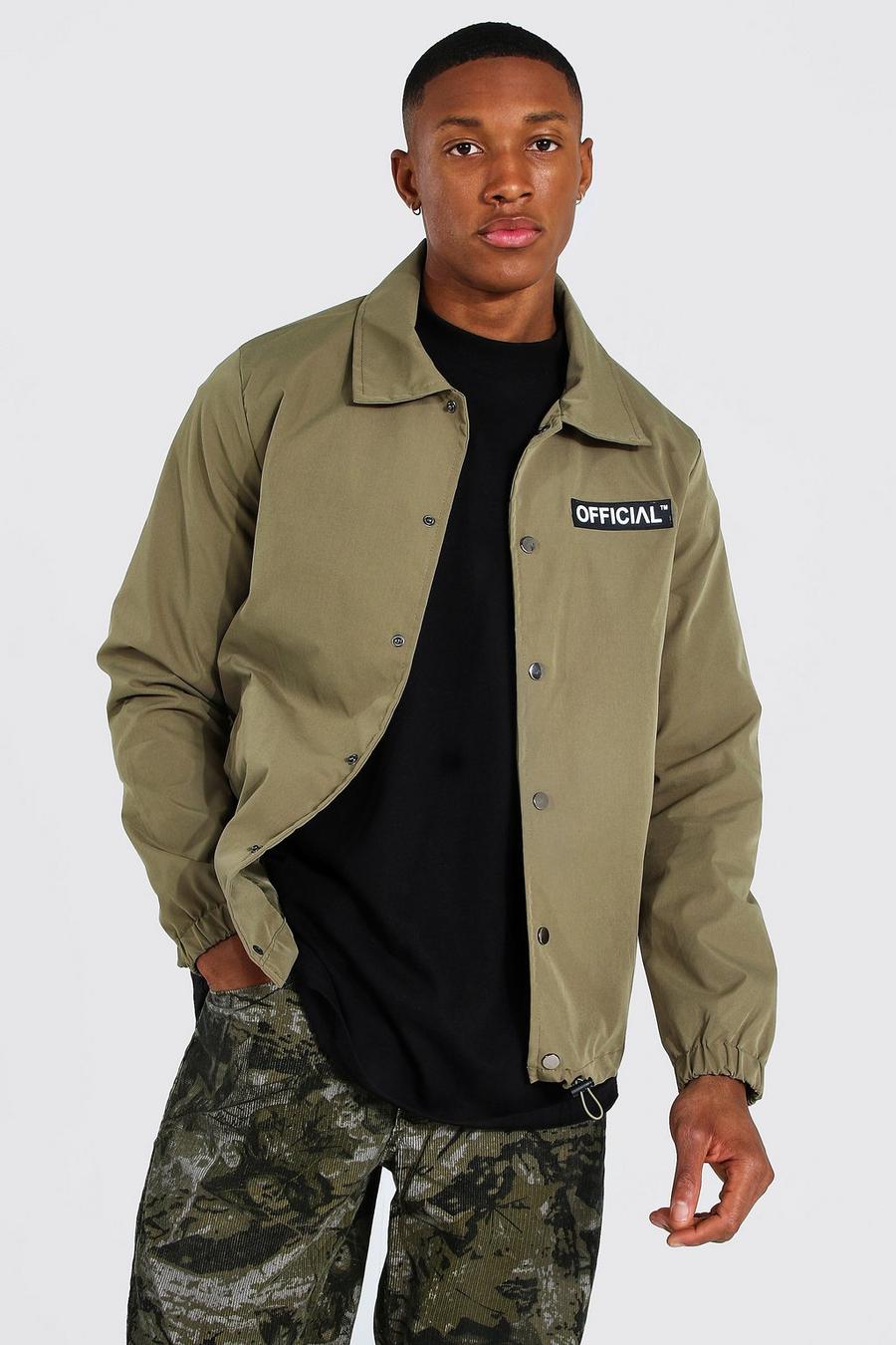 Khaki Man Official Branded Woven Coach Jacket image number 1