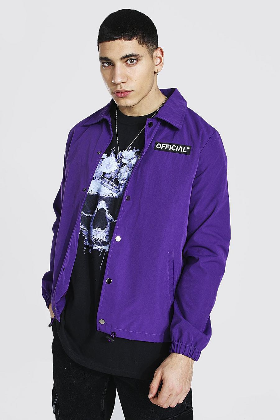 Purple Man Official Branded Woven Coach Jacket image number 1