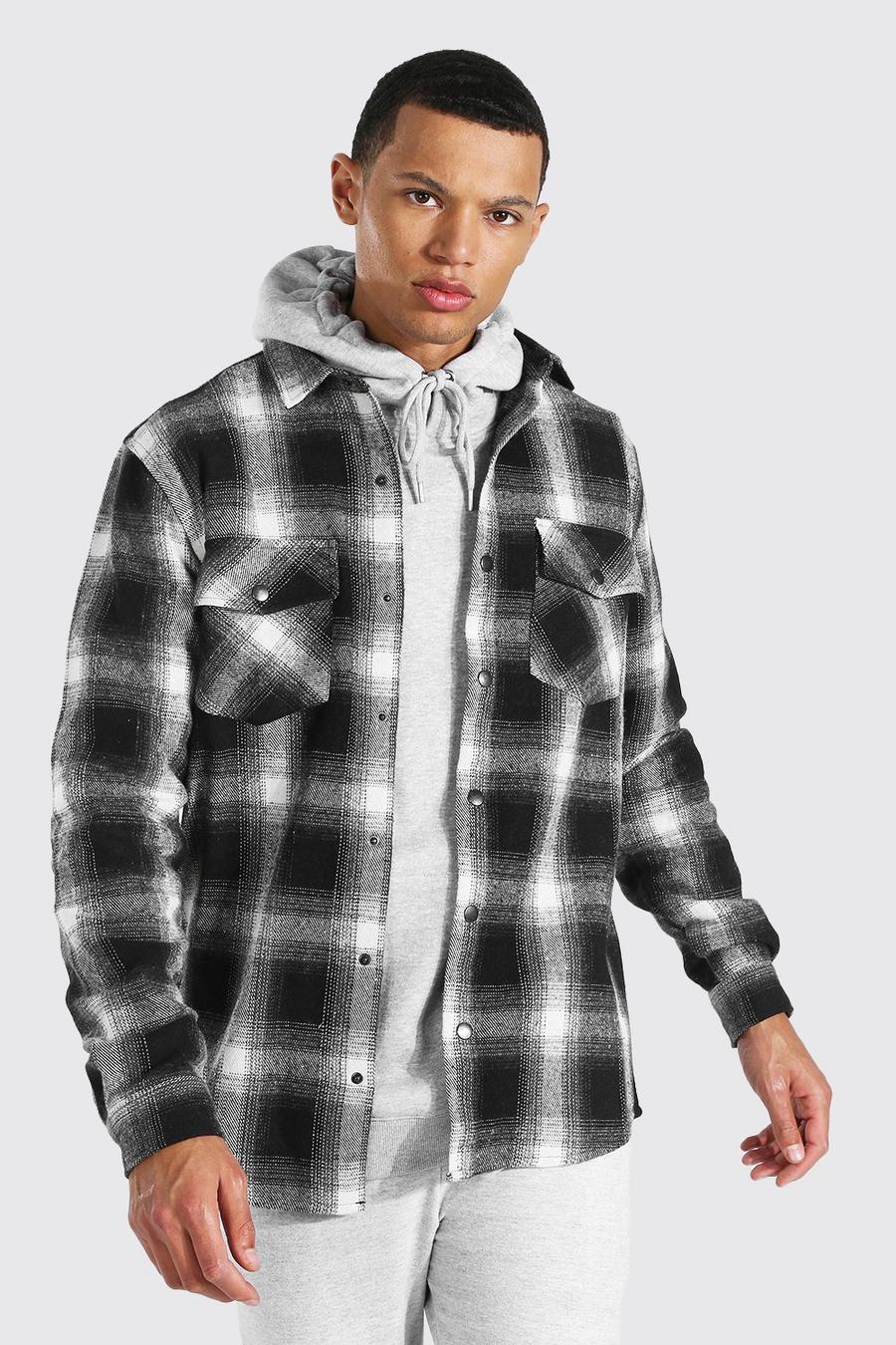 Black noir Tall Heavy Weight Check Overshirt image number 1
