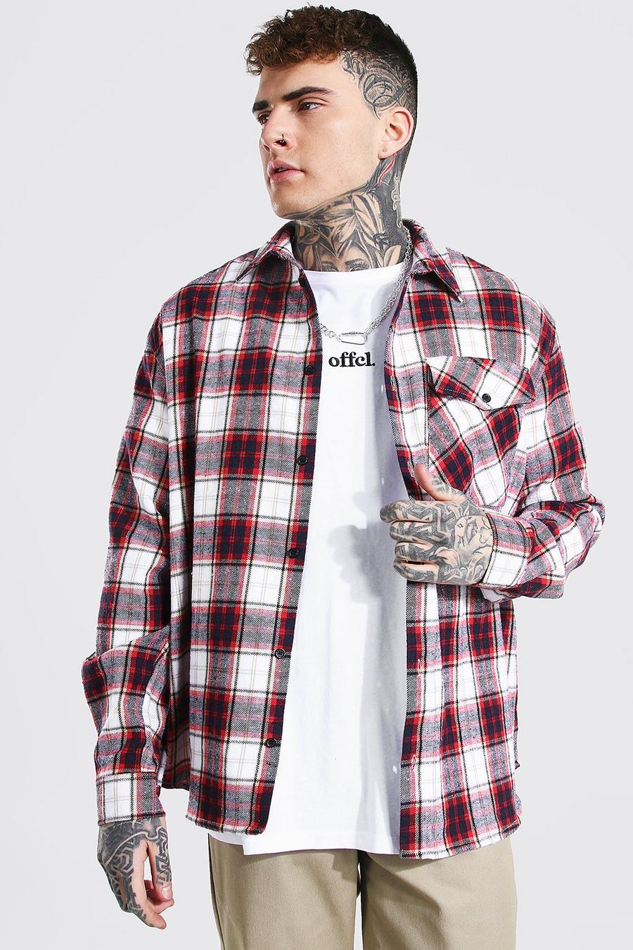 Red Oversized Check Shirt image number 1