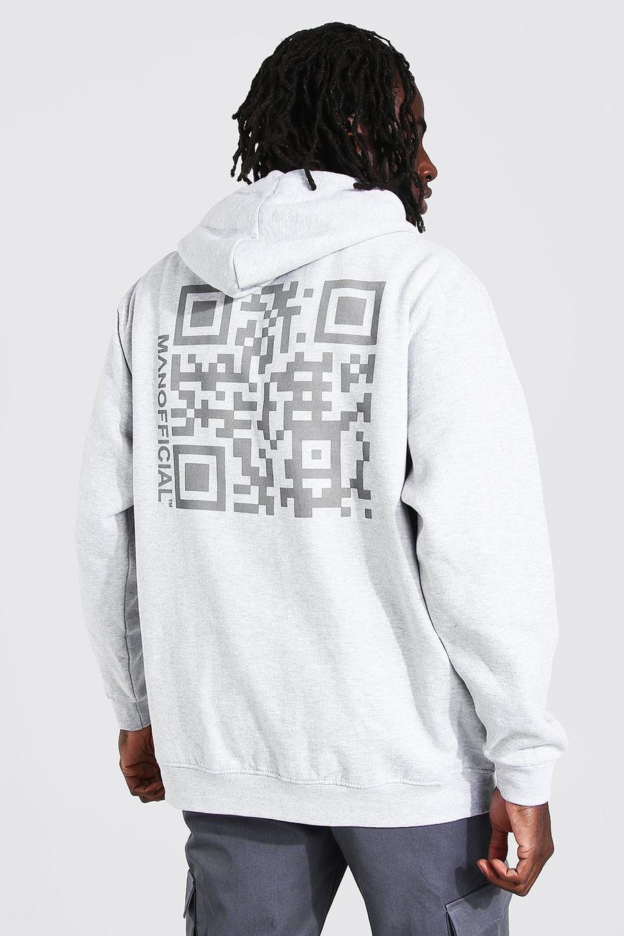 Grey marl Oversize hoodie med QR-kod image number 1