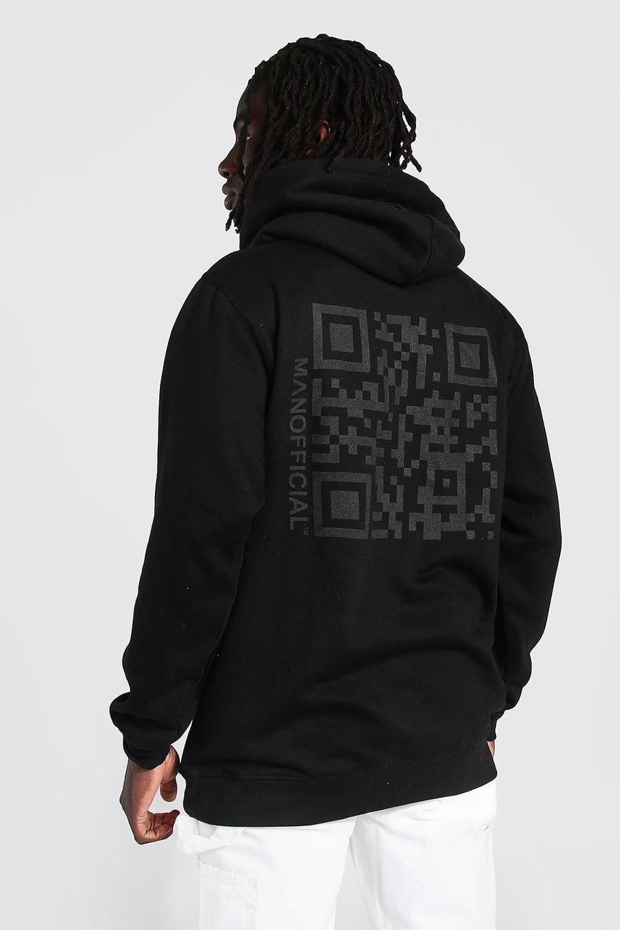 Black Oversize hoodie med QR-kod image number 1