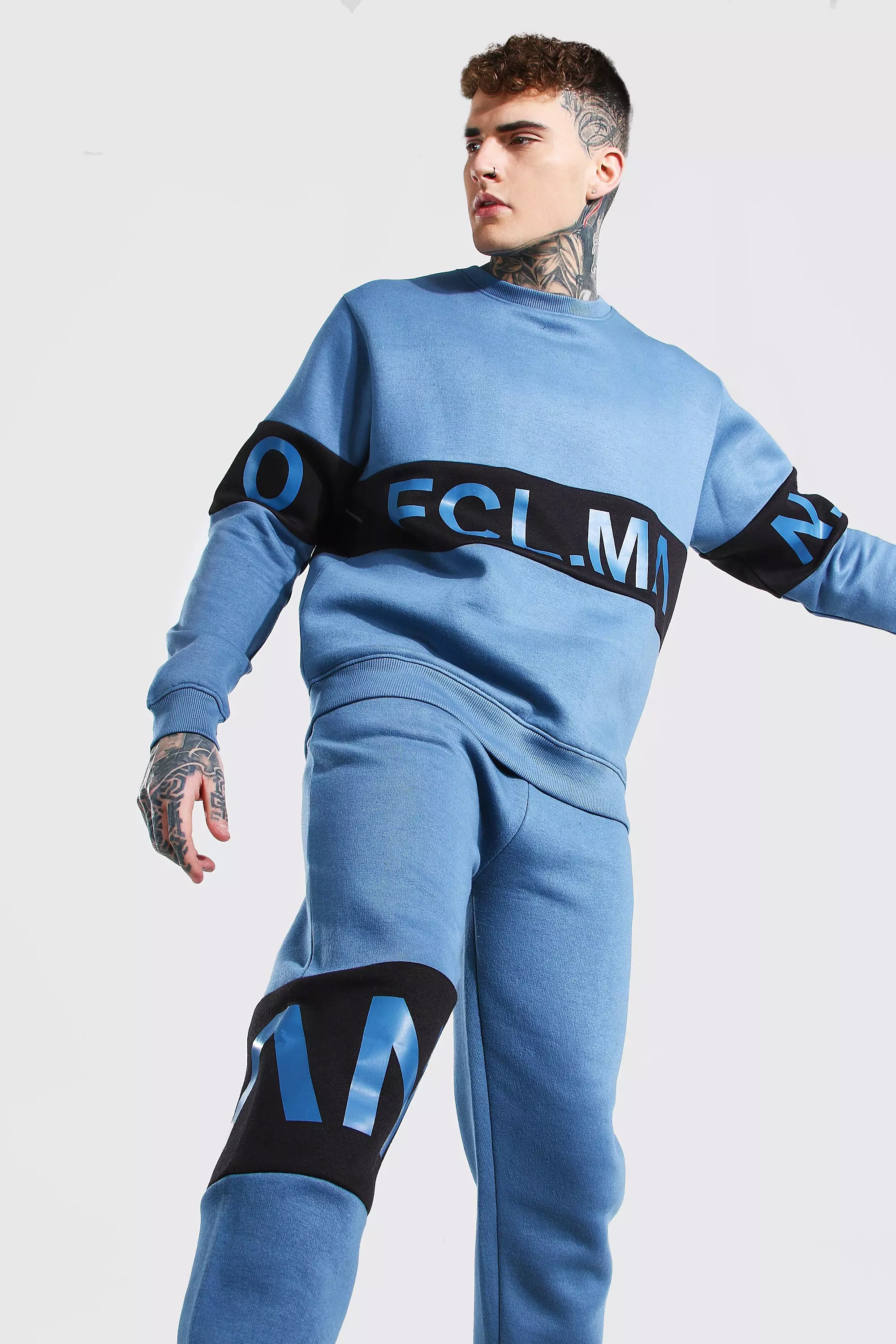 Blue Official Man Colour Block Sweater Tracksuit alternative image