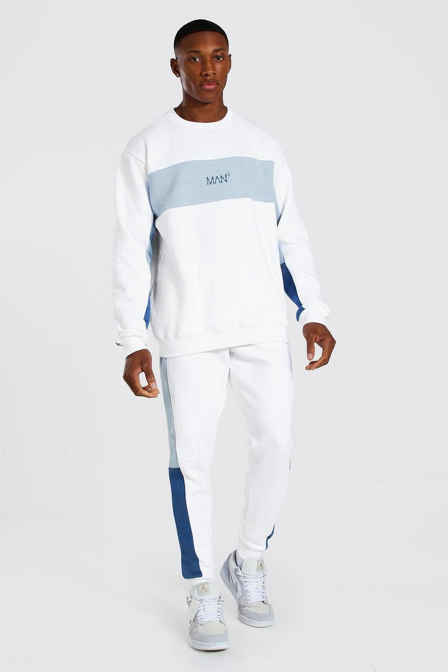 Sweat et pantalon de survêtement color block - MAN, White image number 1