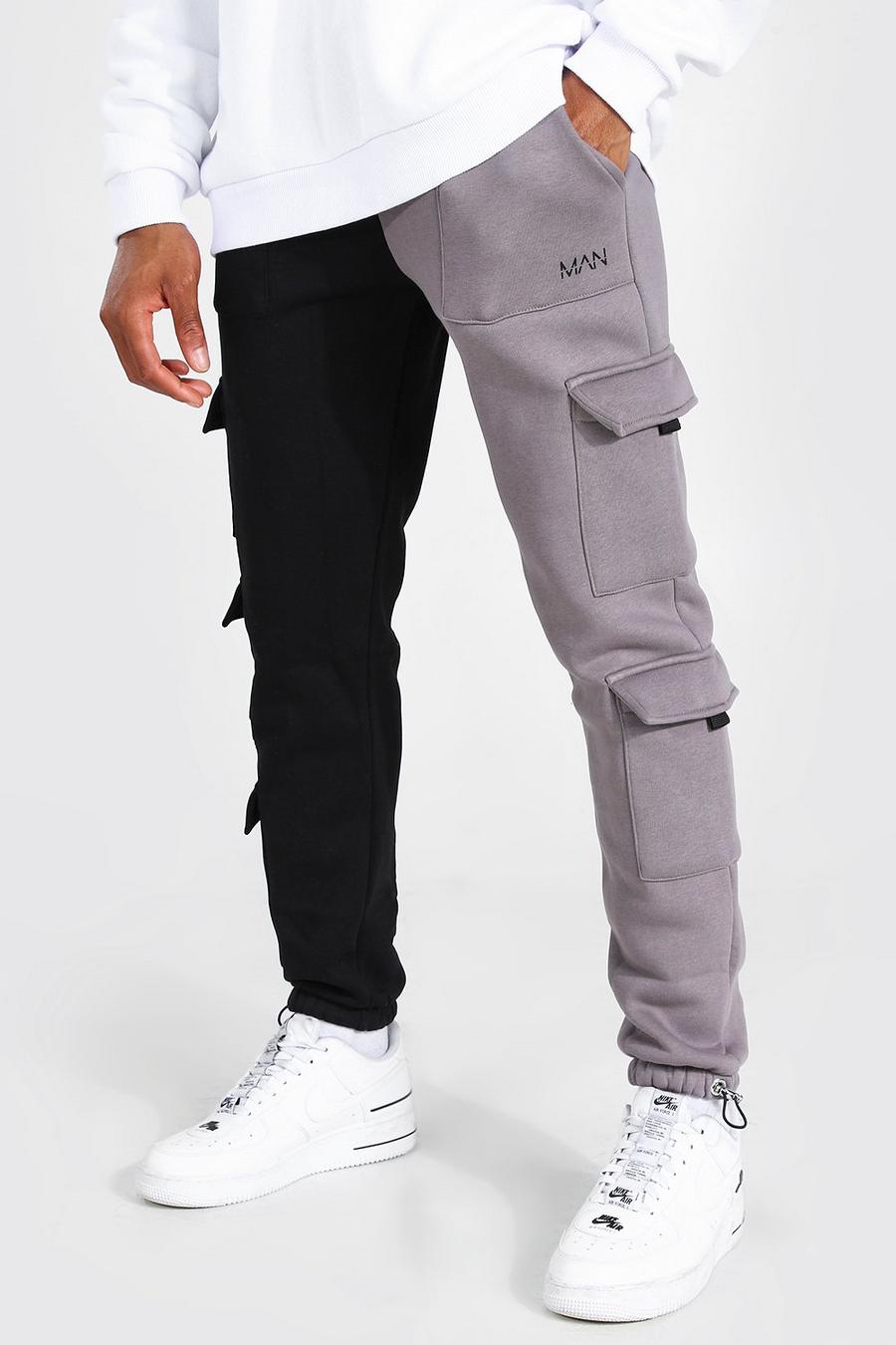 אפור מכנסי ריצה דגמ"ח עם פאנלים בסגנון שימושי בגזרה צרה image number 1