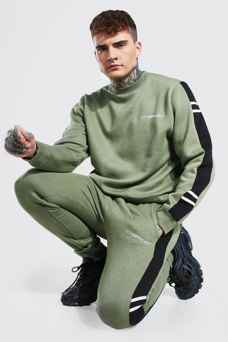 Khaki Man Official Side Panel Sweater Tracksuit image number 1