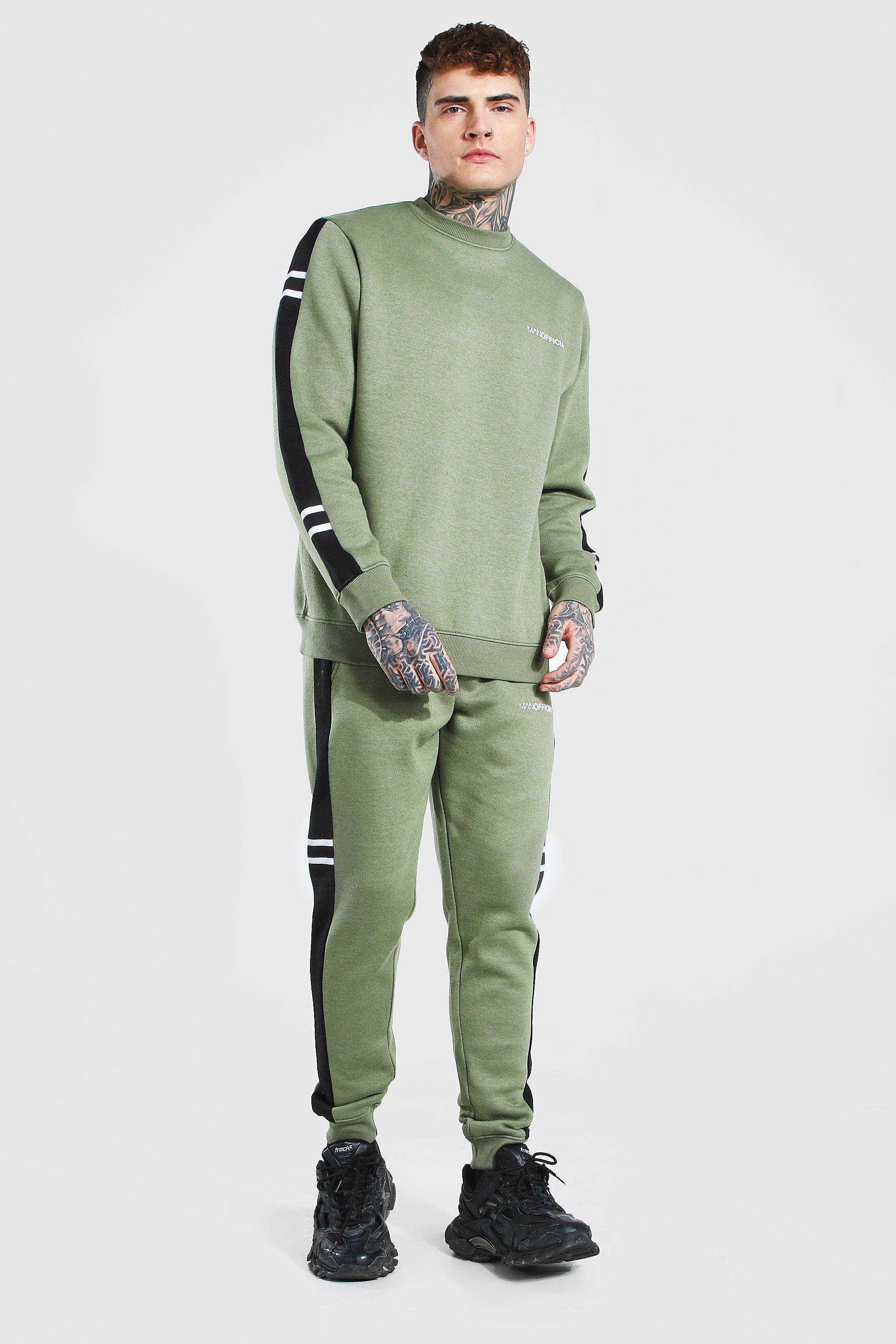 Nike repeat pack logo taping cuffed joggers in online khaki