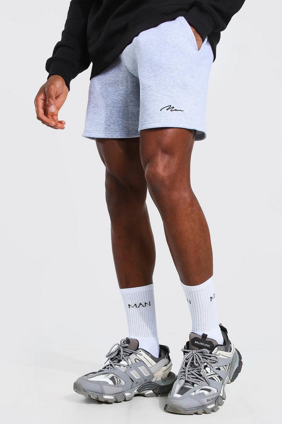 Grey marl Man Signature Korte Regular Fit Shorts image number 1