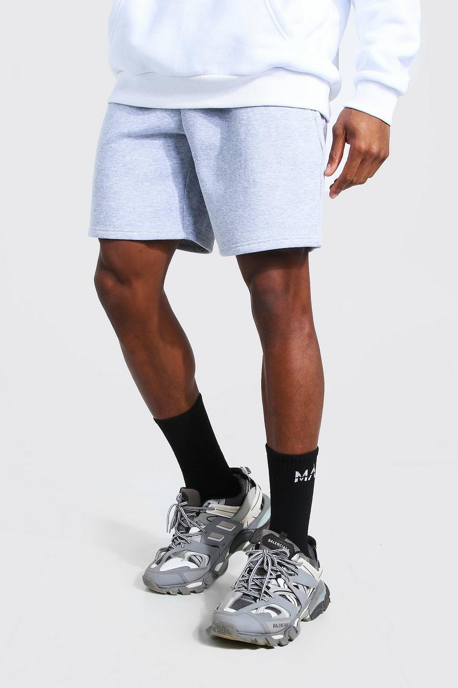 Grey marl Basic Mid Length Regular Jersey Shorts image number 1
