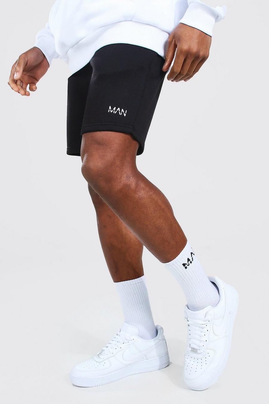Black Original Man Middellange Strakke Jersey Shorts image number 1