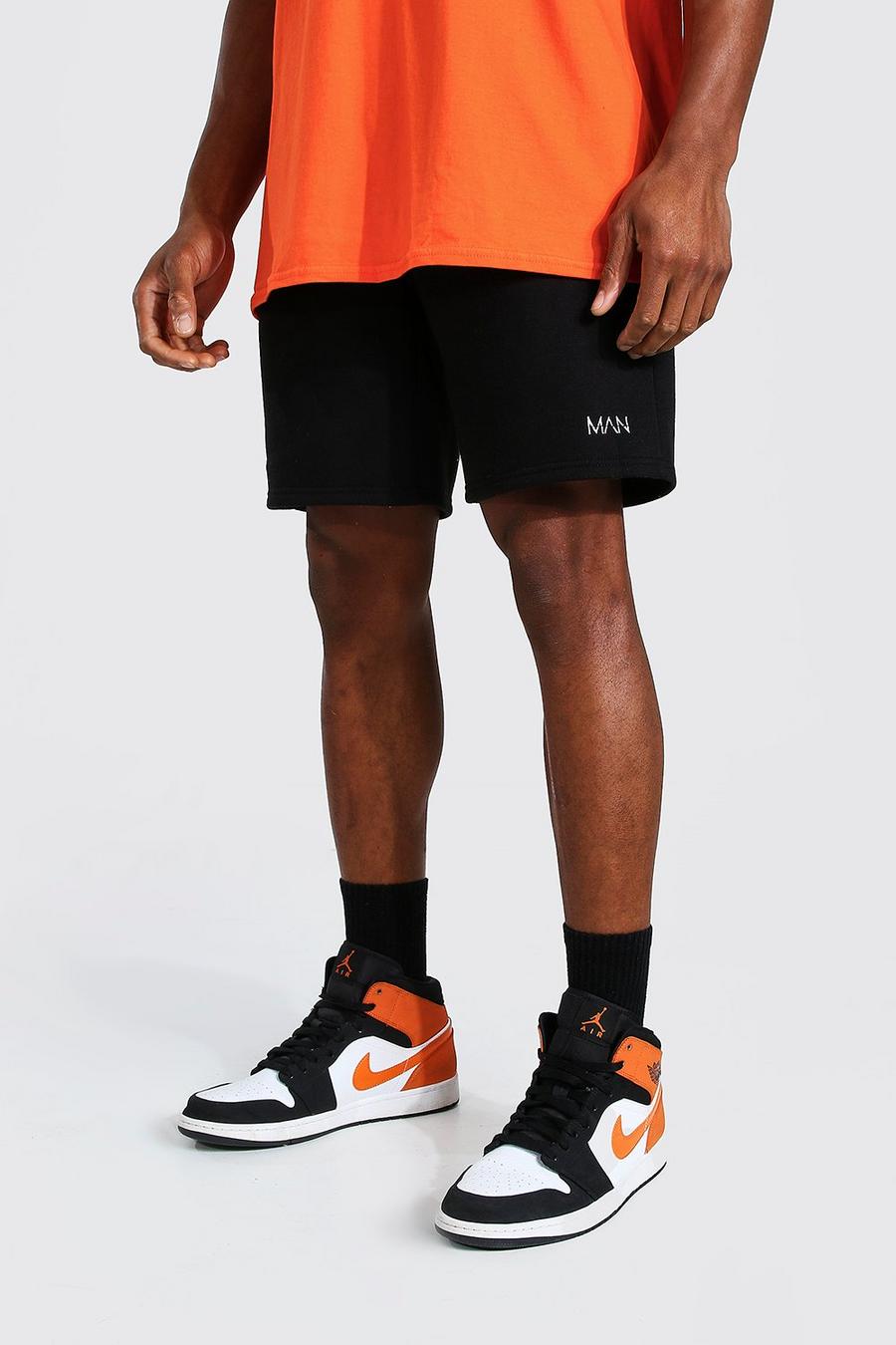 Black Original Man Mid Length Regular Jersey Shorts image number 1