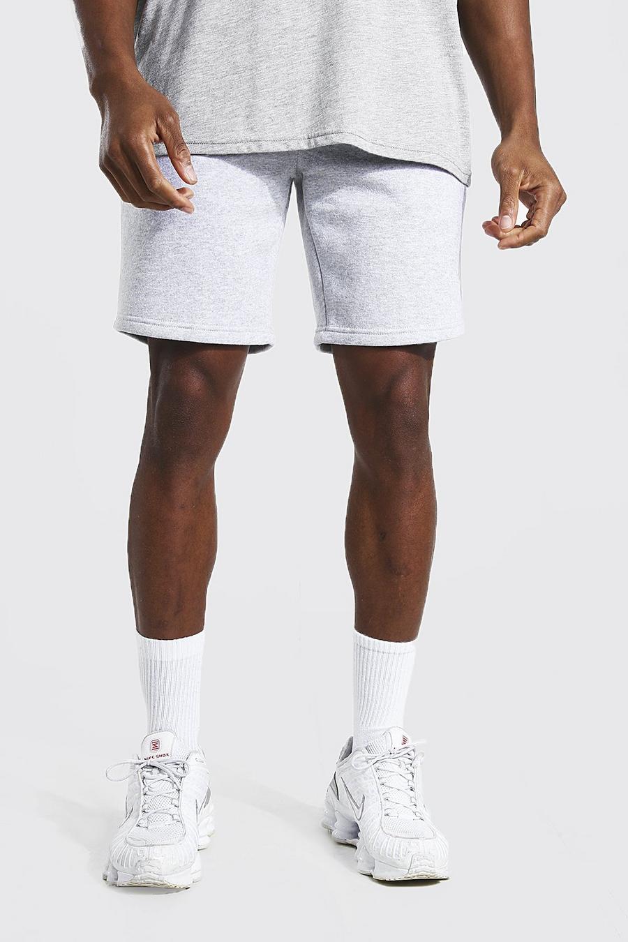 Mittellange Basic Jersey-Shorts, Grau meliert image number 1