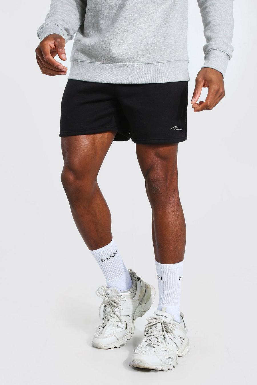 Black Man Signature Korte Jersey Shorts image number 1