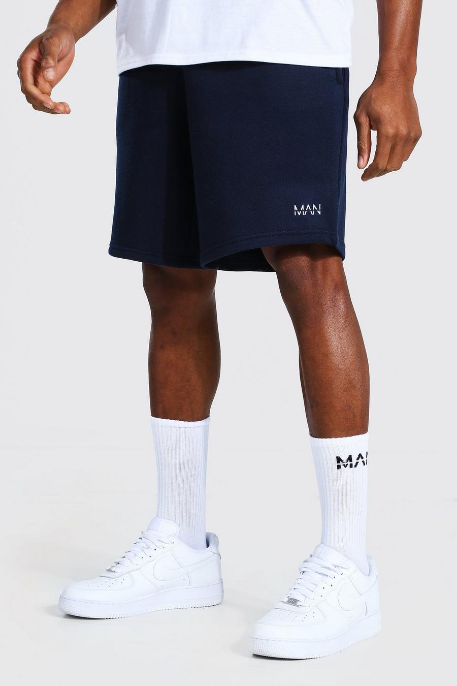 Navy Original Man Mid Length Loose Jersey Shorts image number 1