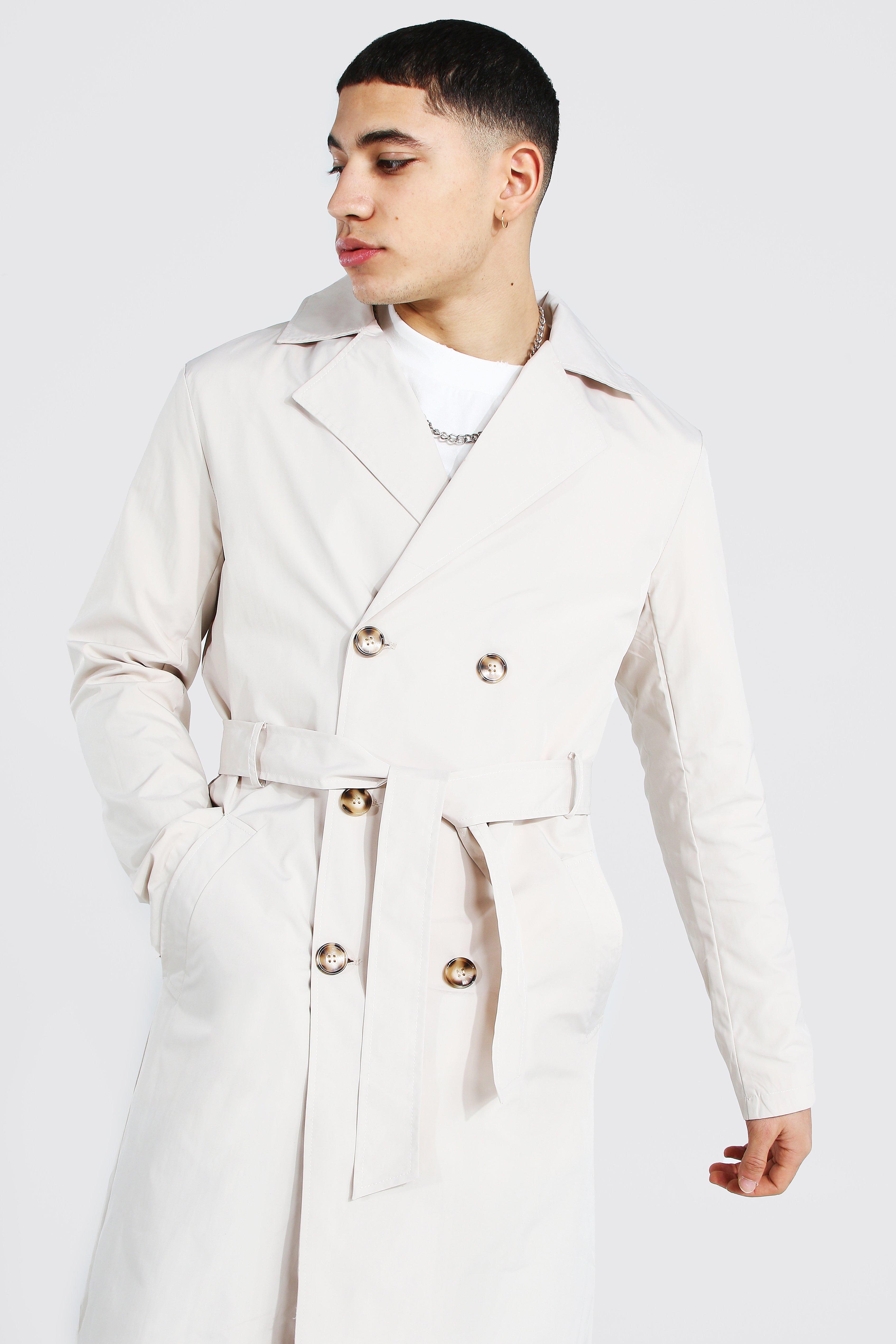 Mens longline 2025 trench coat