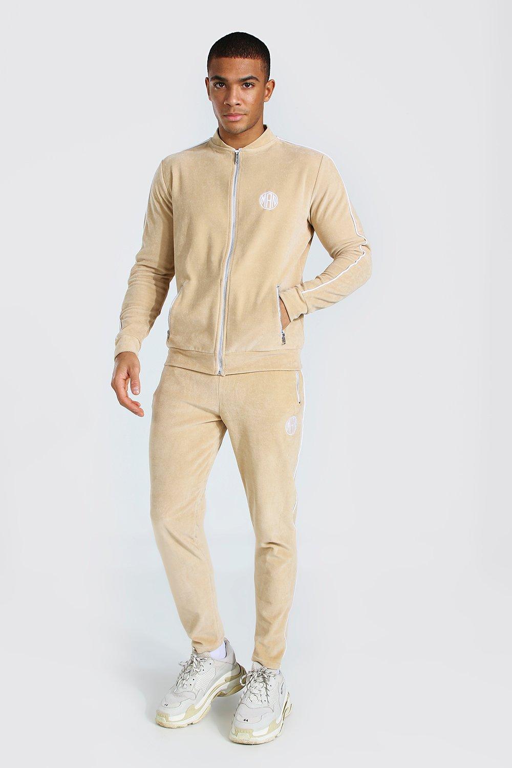 Mens hot sale cream tracksuit