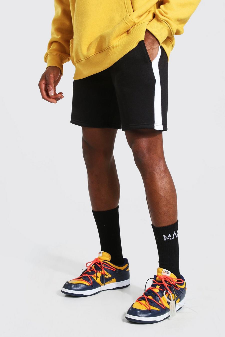 Zwart Basic Middellange Jersey Shorts Met Zijpaneel image number 1