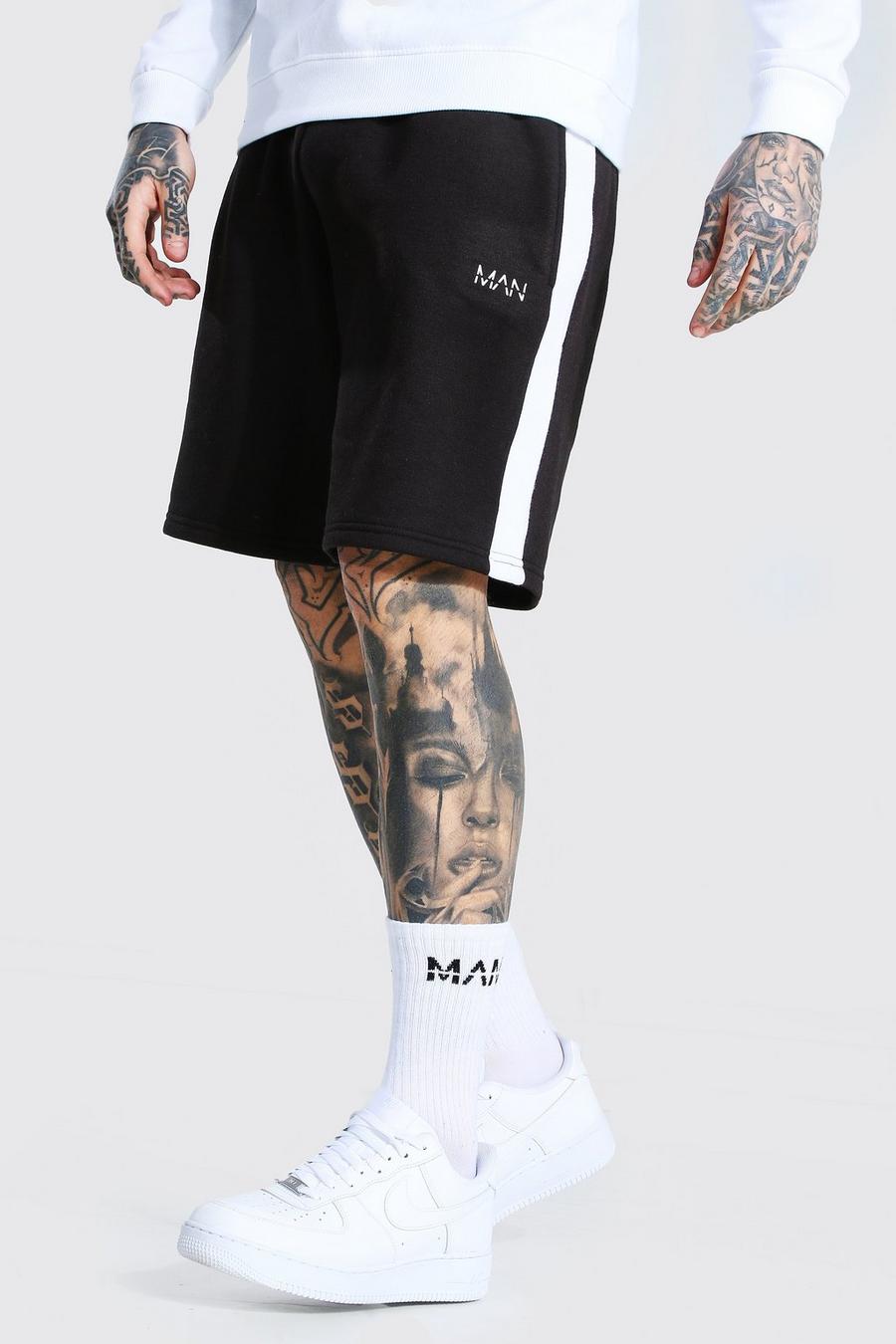 Black Original Man Middellange Jersey Shorts Met Paneel image number 1