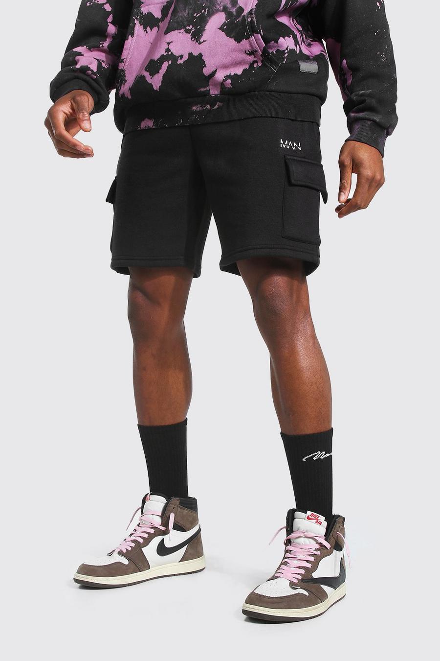 Black noir Original Man Mid Length Cargo Jersey Shorts image number 1