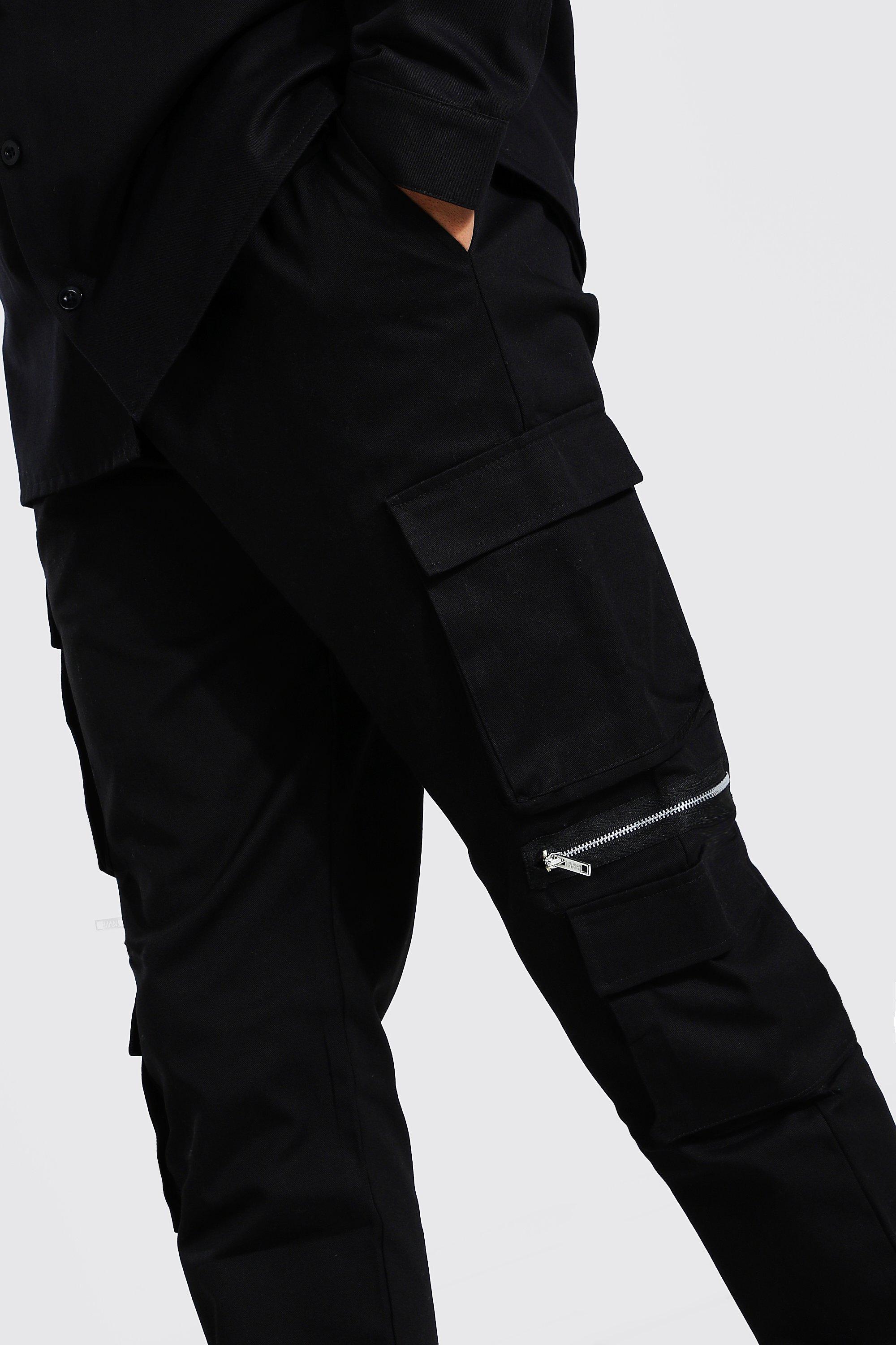 tall black cargo trousers