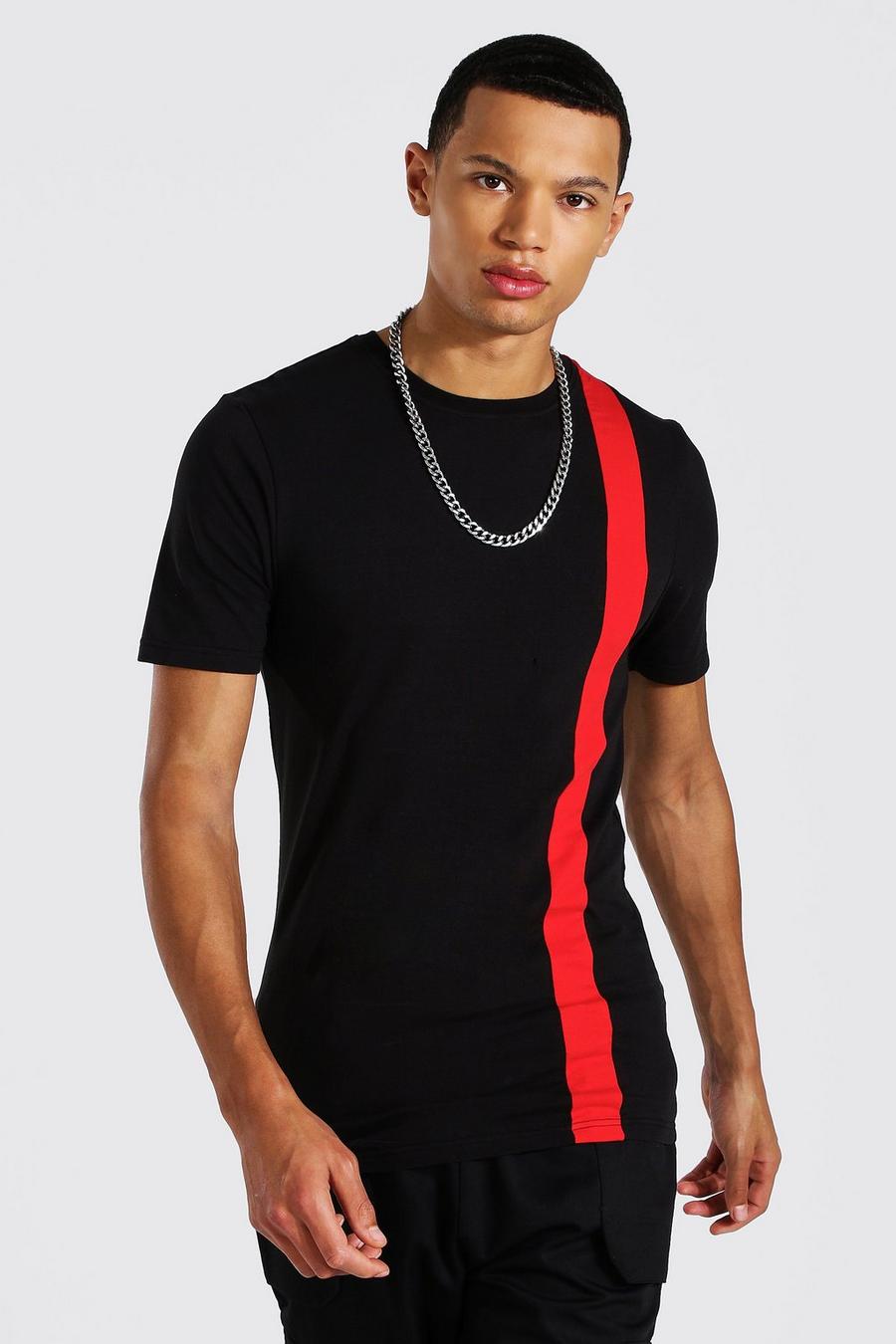 Black Tall - T-shirt i muscle fit med blockfärger image number 1