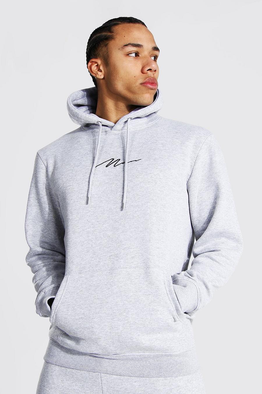 Grey marl Tall Man Signature Embroidered Hoodie image number 1