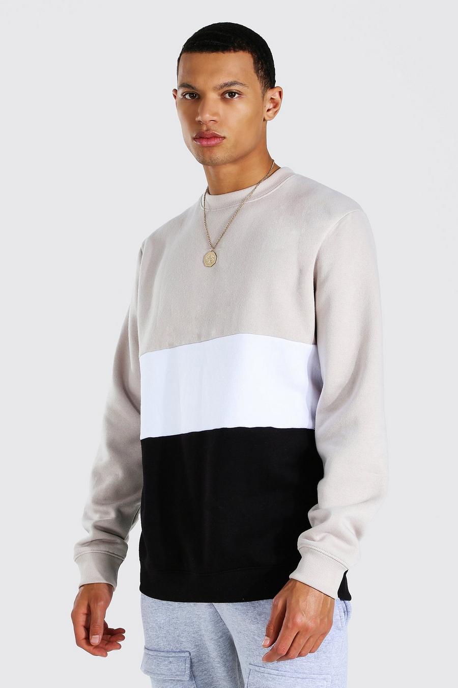 Stone beis Tall Colour Block Sweater