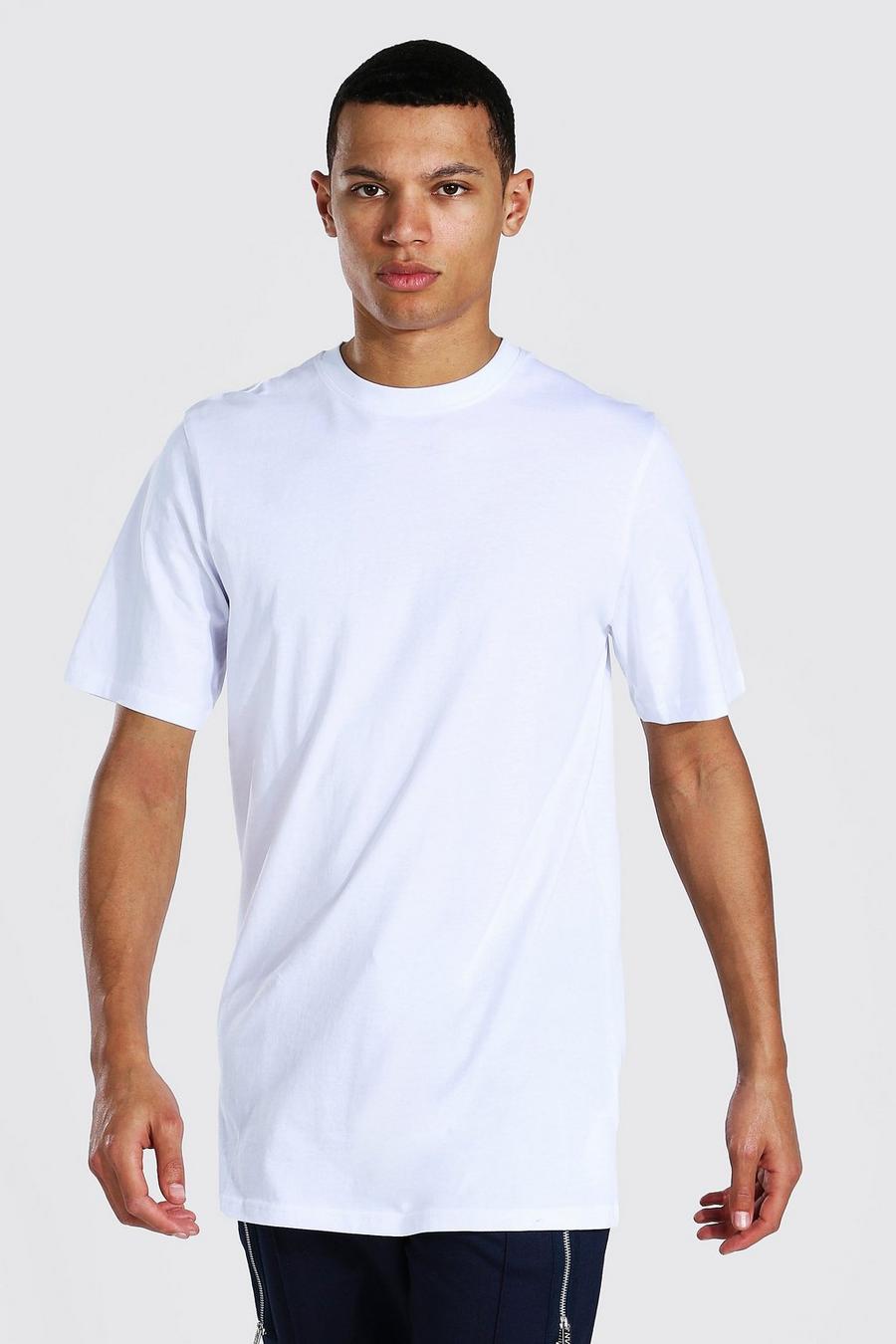 White Tall Basic Long Line T-Shirt image number 1