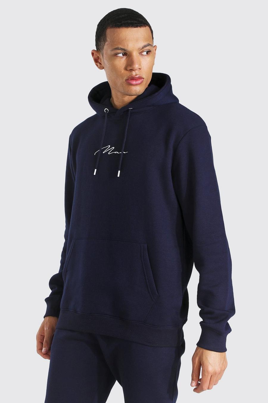 Navy Tall Man Signature Embroidered Hoodie image number 1