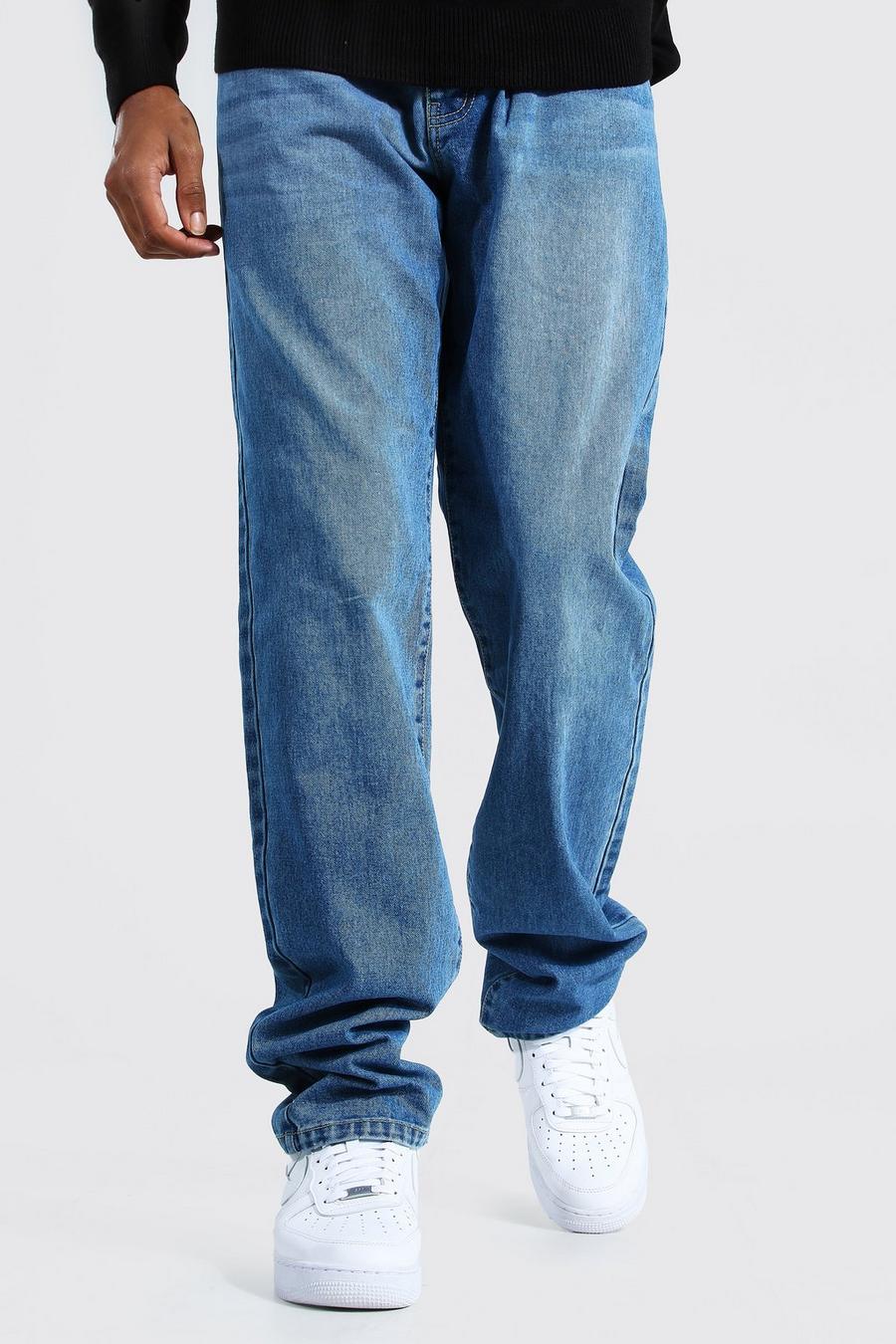 כחול ביניים ג'ינס בגזרה משוחררת, לגברים גבוהים image number 1