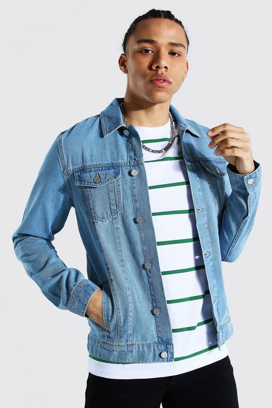 כחול בהיר מעיל בסגנון בוקרים מבד ג'ינס בגזרה רגילה לגברים גבוהים image number 1