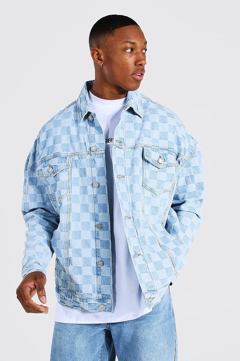 checkerboard jean jacket