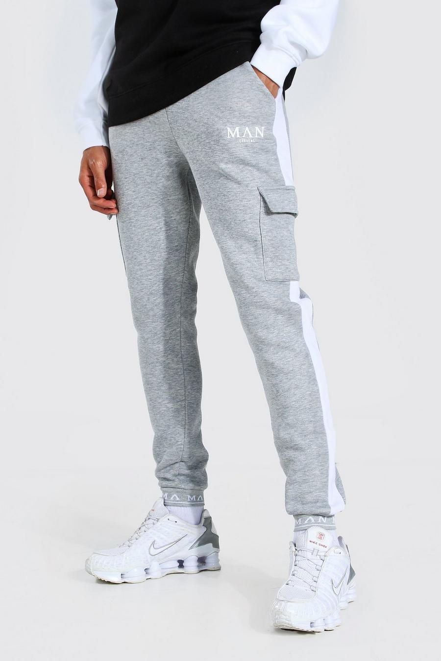 Grey marl Tall Man Skinny Embroidered Cuff Cargo Jogger image number 1