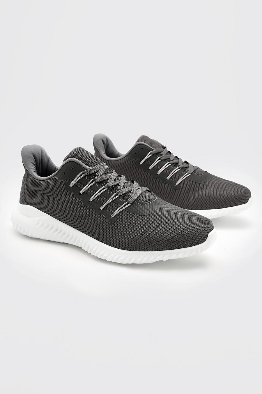 Grey Mesh Runner Sneakers image number 1