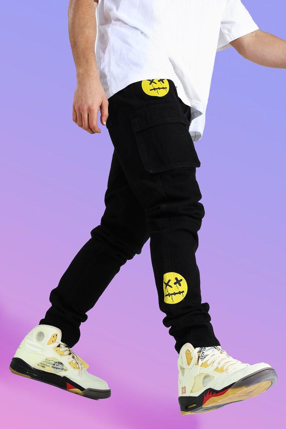 stacked cargo jeans