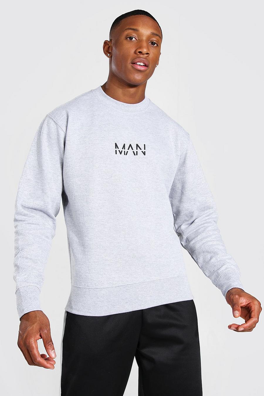 Grey Original MAN Sweatshirt i fleece med rund hals image number 1