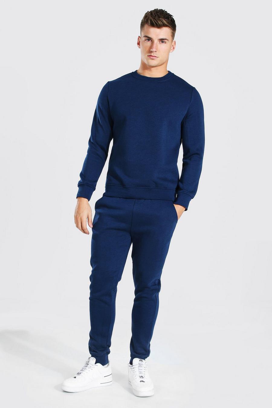 Navy Sweater Tracksuit With Zip Pockets image number 1