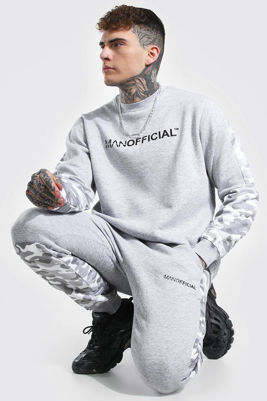 Grey marl Man Official Colour Block Sweater Tracksuit image number 1