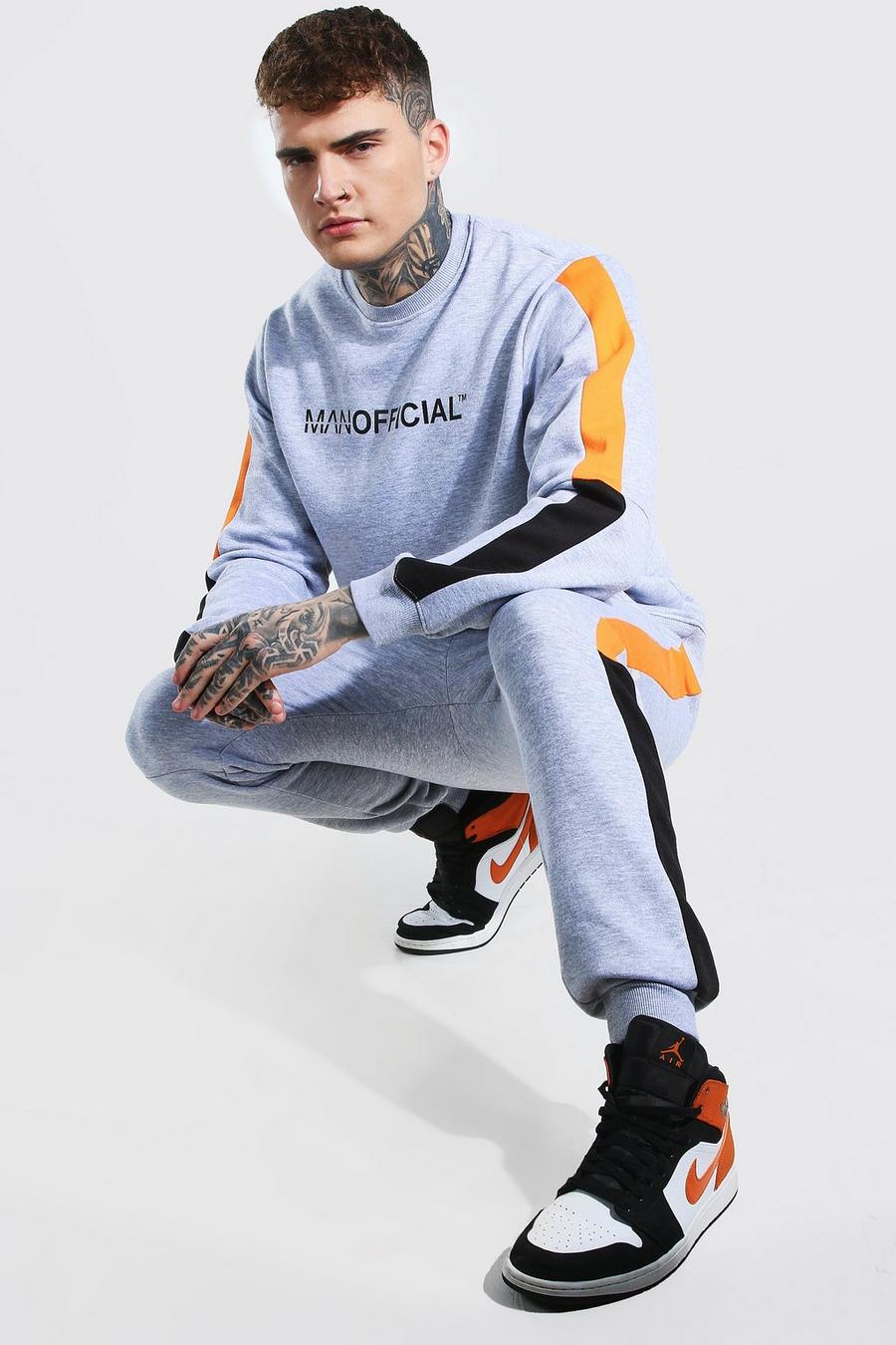 Grey Man Official Colour Block Sweater Tracksuit image number 1