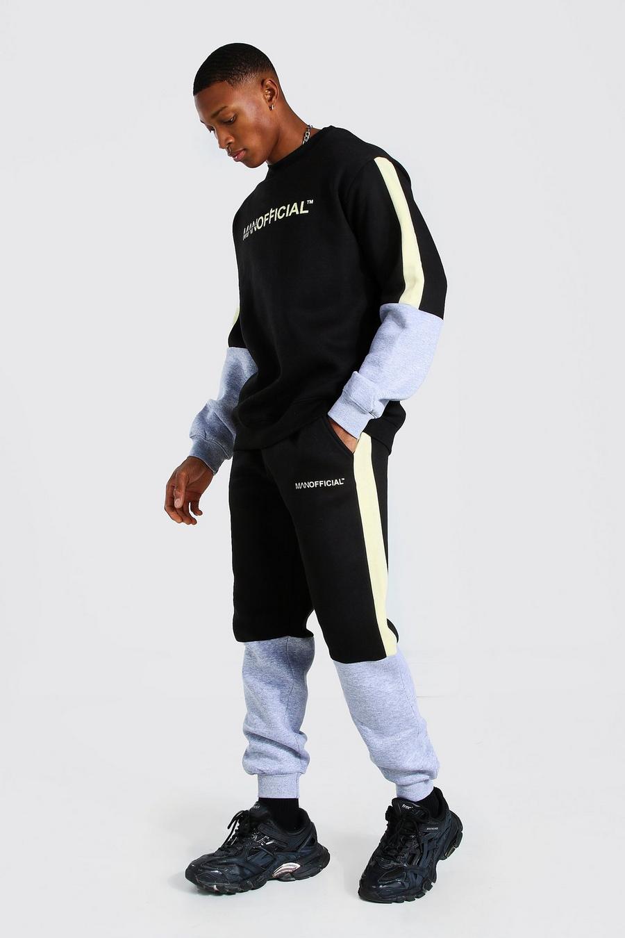 Black Man Official Colour Block Sweater Tracksuit image number 1