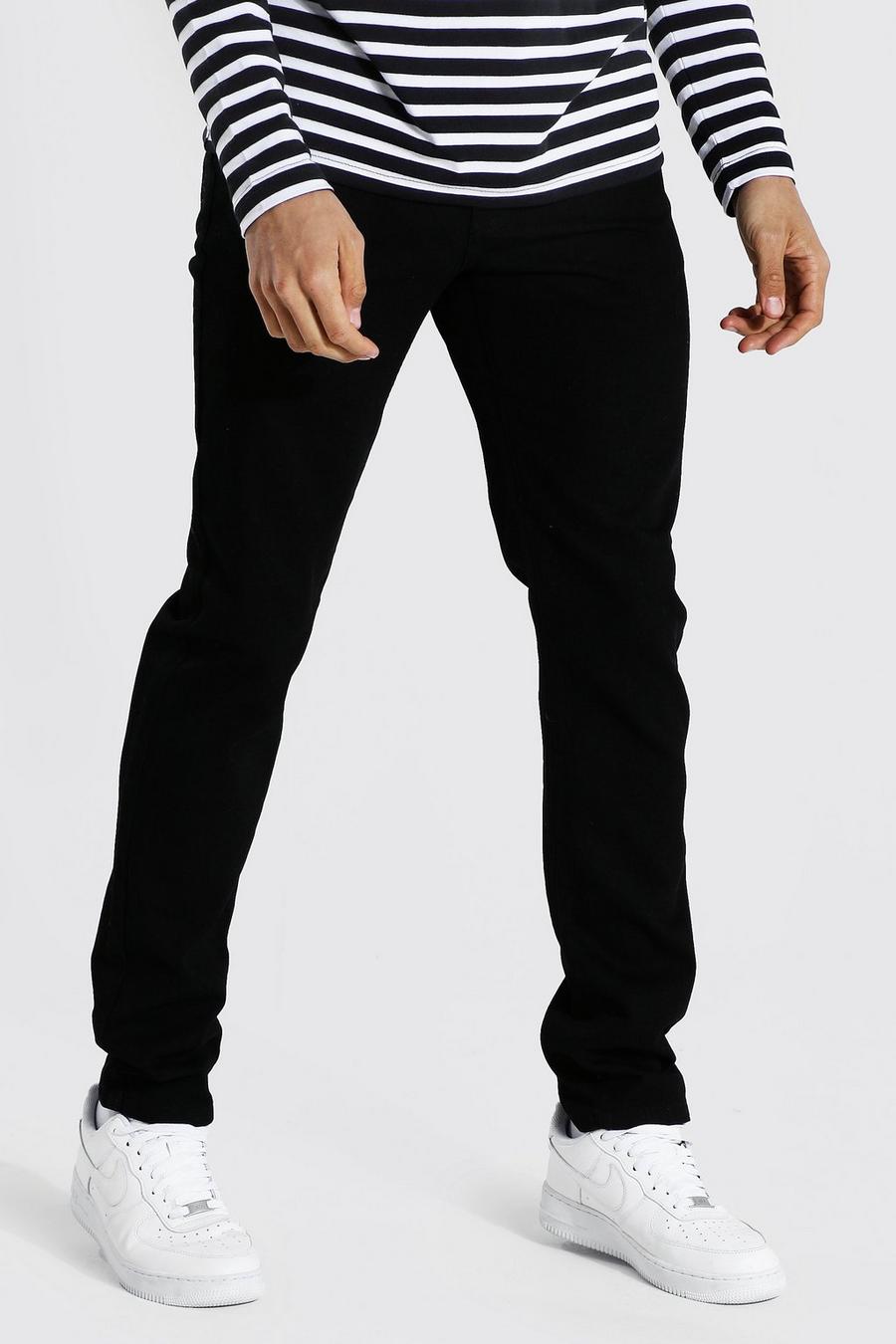 שחור ג'ינס צר מבד קשיח לגברים גבוהים image number 1