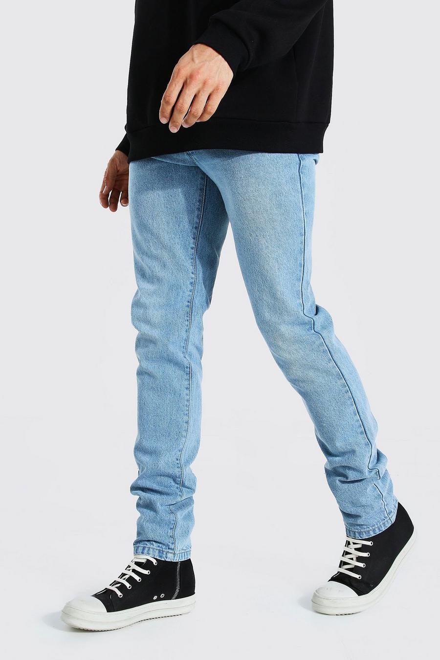 כחול בהיר ג'ינס צר מבד קשיח לגברים גבוהים image number 1
