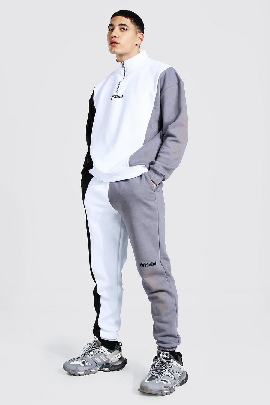 Grey Official Colourblock Oversized Tracksuit image number 1