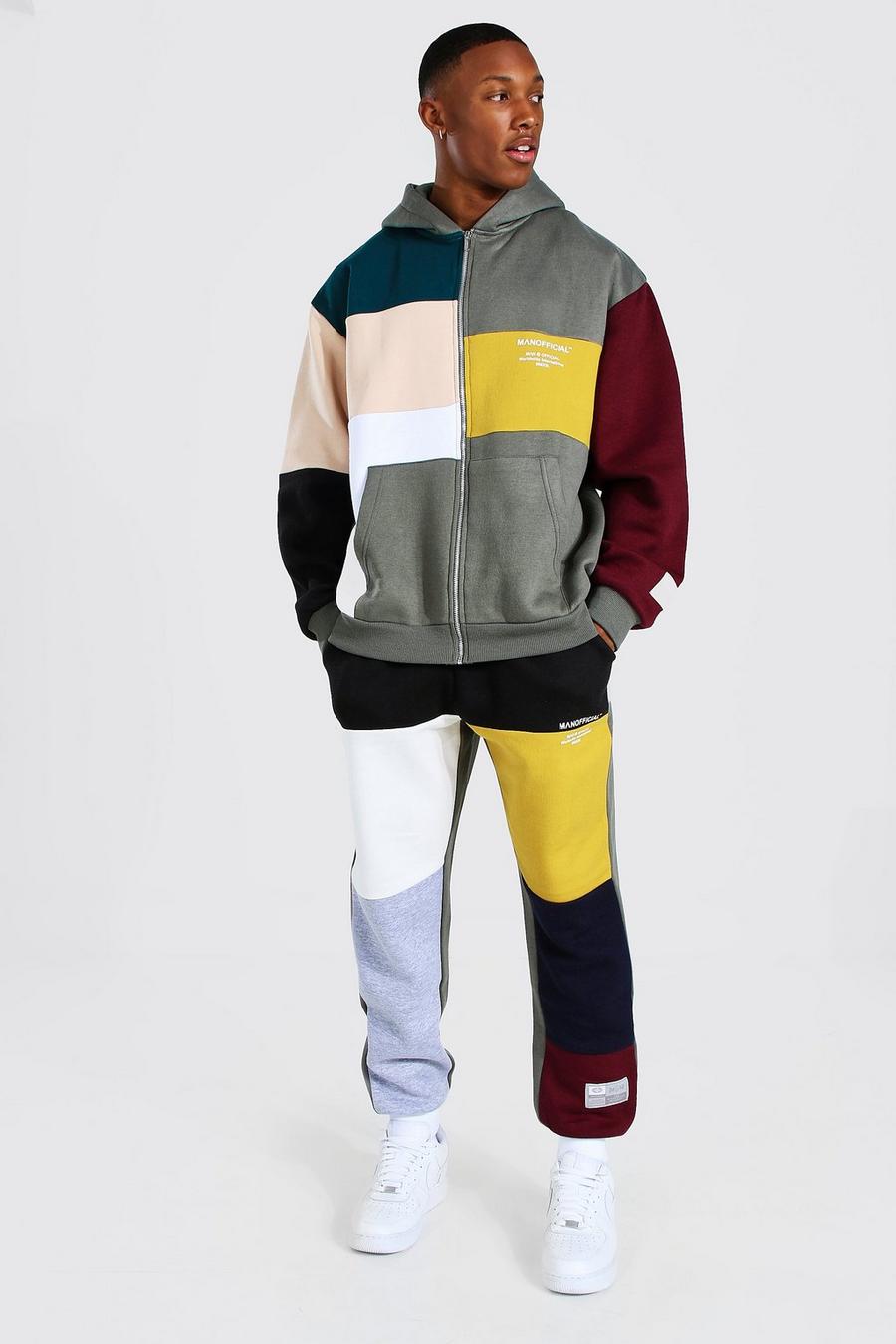 Survêtement avec sweat zippé à capuche coupe oversize colour block Man, Anthracite : image number 1