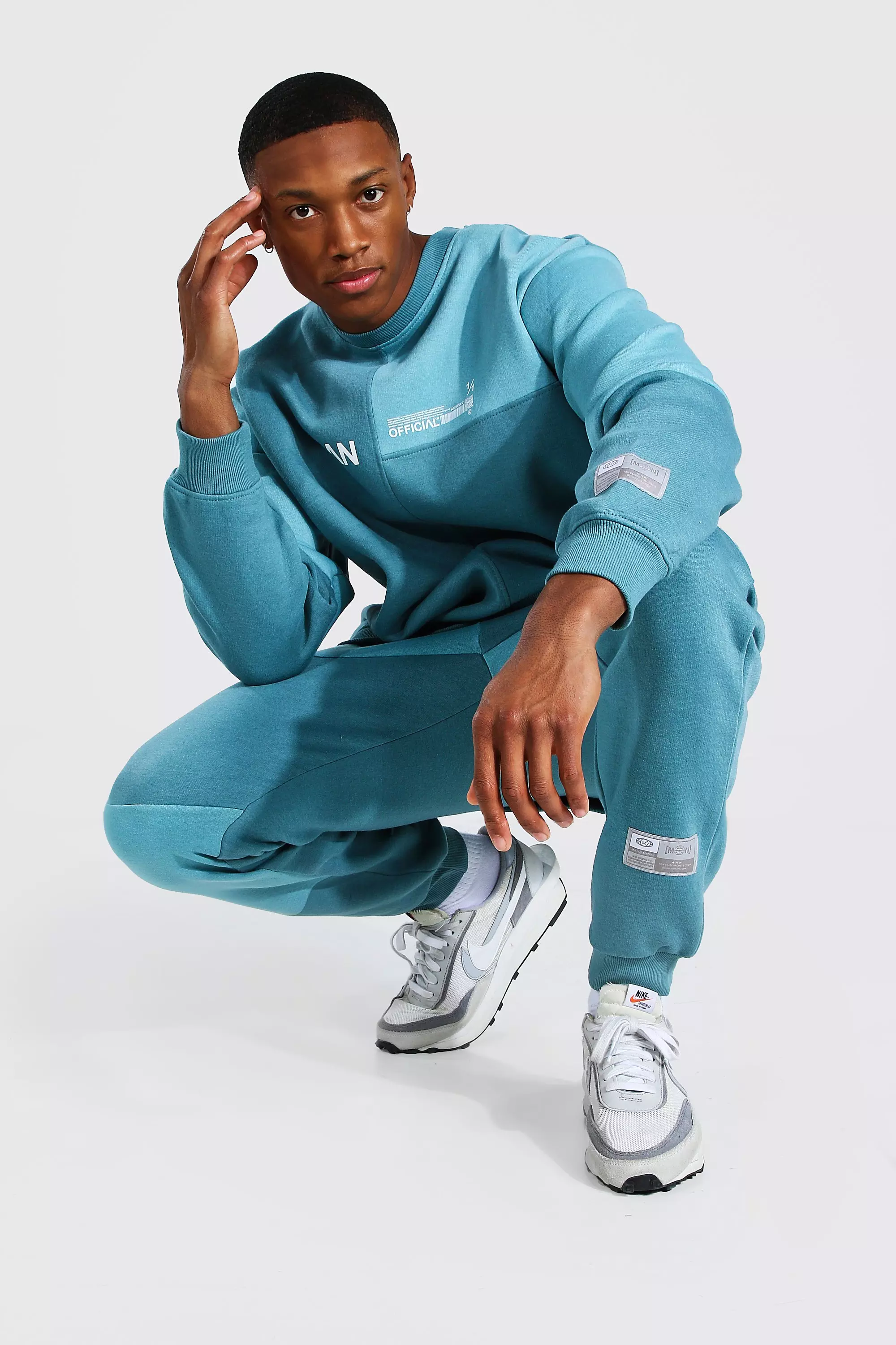 Blue Oversized Man Colour Block Sweater Tracksuit alternative image