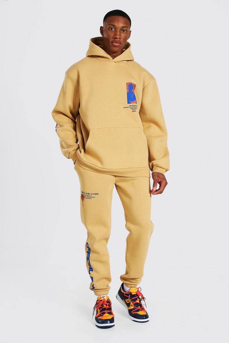 Sand Official Man Statue Print Hooded Tracksuit image number 1