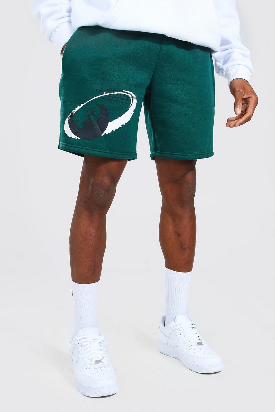 Green Middellange Regular Fit Shorts Met Opdruk image number 1
