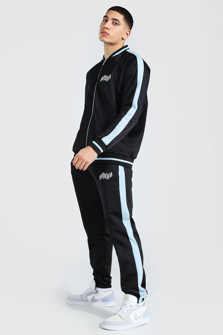 Black Official Man Panel Tricot Bomber Tracksuit image number 1