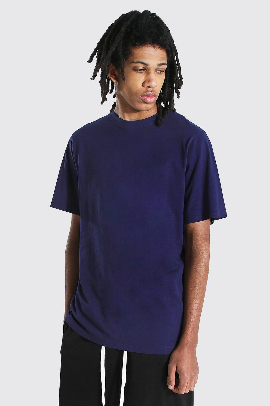 Navy Tall - Basic Kortärmad t-shirt med rund hals image number 1