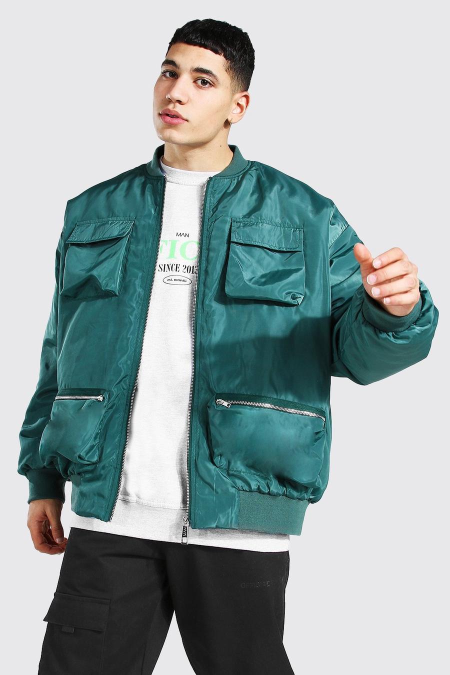 Khaki Bomber With 3d Utility Pockets image number 1
